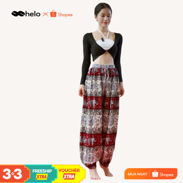 Quần Ống Rộng Tập Yoga Zumba - Họa Tiết Thổ Cẩm Phong Cách Boho