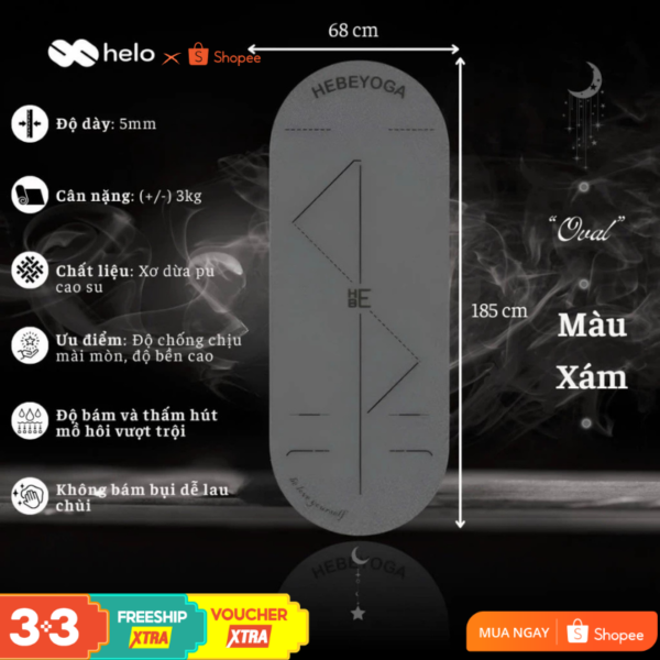 Thảm Tập Yoga Xơ Dừa Cao Cấp - Độ Bền Cao, Độ Bám Tốt, Tặng Kèm Túi và Nước Vệ Sinh